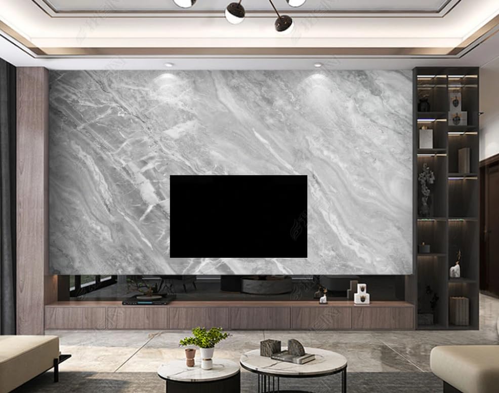 Papier peint intissé marbre gris pour masquer les défauts du mur - 2