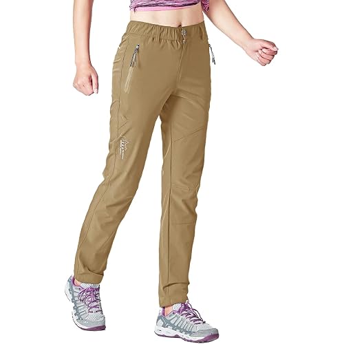 Gopune Women's Hiking Pants Lightweight Quick Dry Water Resistant Elastic Waist Workout Travel Athletic Joggers