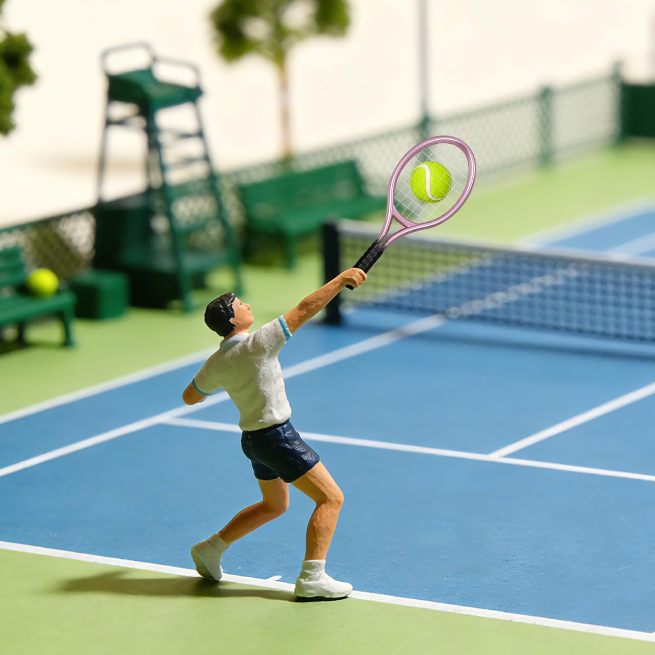 Zerodeko Miniature Tennis Rackets and Balls Set 3 Sets Dollhouse Tennis Racket for Mini House Decor Photography Props Sports Theme Craft Supplies image 3