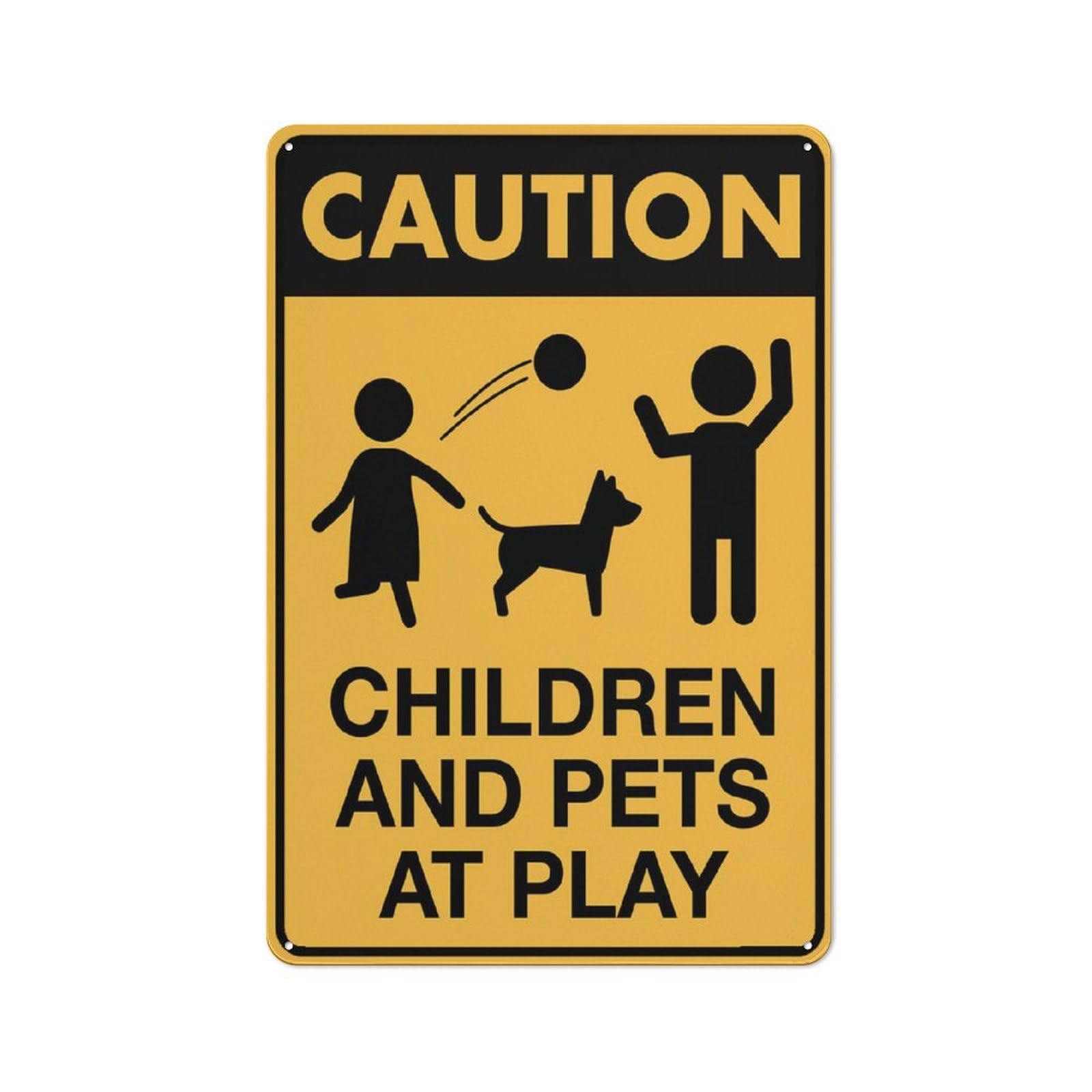 Caution Children And Pets At Play Sign 8""X12"" Rust Free Aluminum Signs Outdoor, Metal Tin Sign For Home, Business, Yard