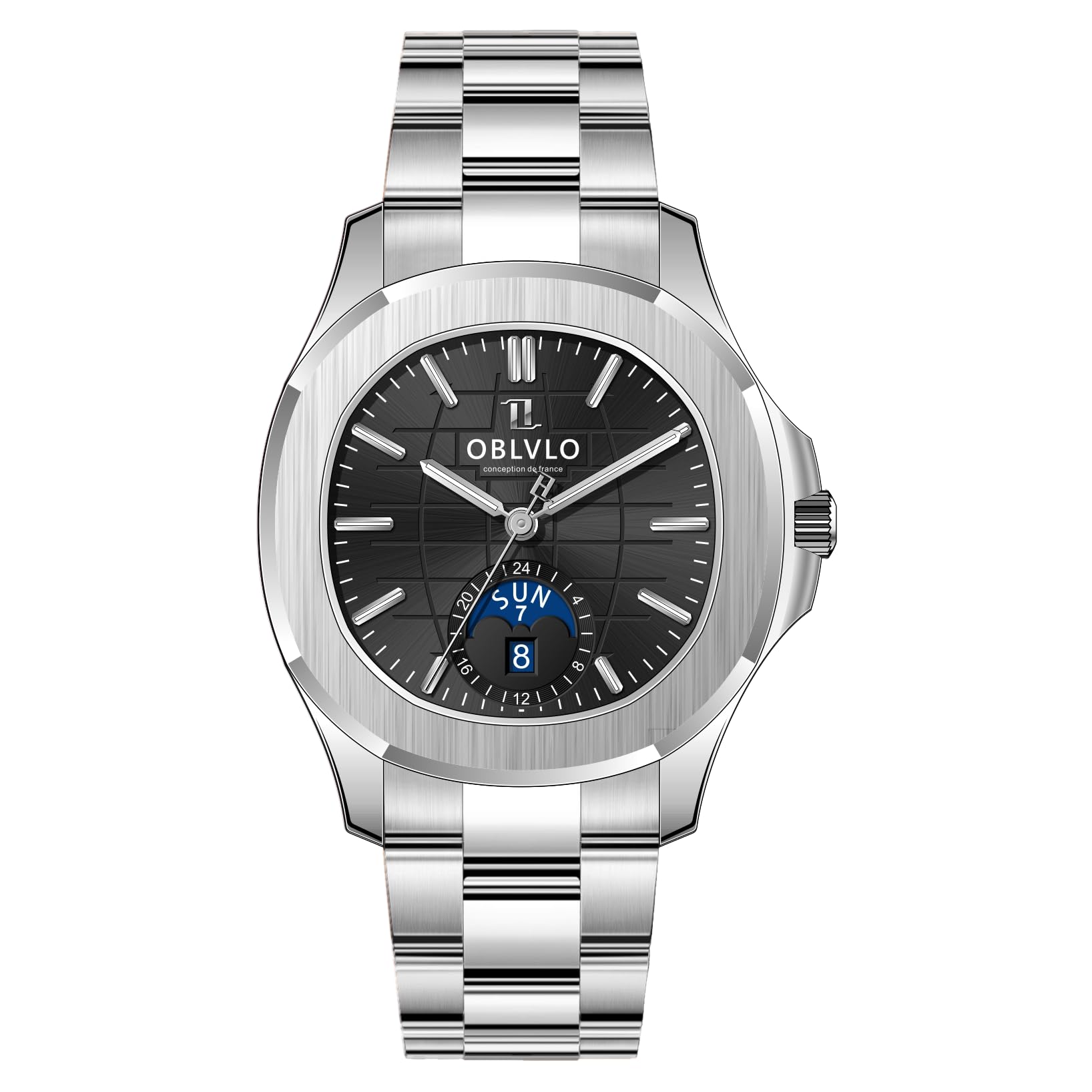 OBLVLO - Bracetlet Herren Automatikuhr Rotgold Stahl Bracetlet Mechanisch Wasserdicht FM-SL-DD FM-SL-DD-YBYS Mechanische Automatikuhr, Fm-sl-dd-ybys, Mechanische, automatische, automatische Uhr