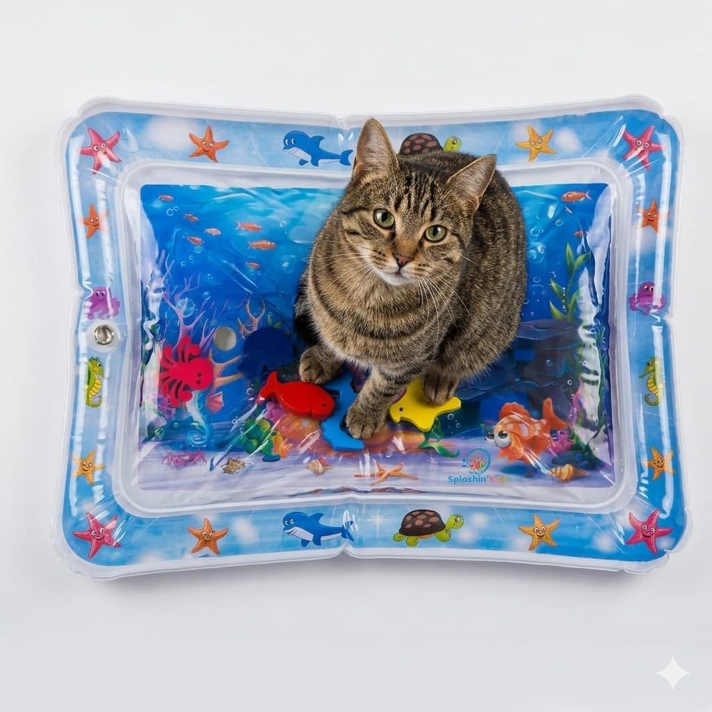 Interactive Water Mat for Cats & Dogs, Portable Pet Playmat, Cute Cartoon Design, Non-Slip Cooling Pad, Fun & Engaging Toy for Kittens, Puppies, Small Pets (Multicolor) (Dog cat Play Mat)-image-45