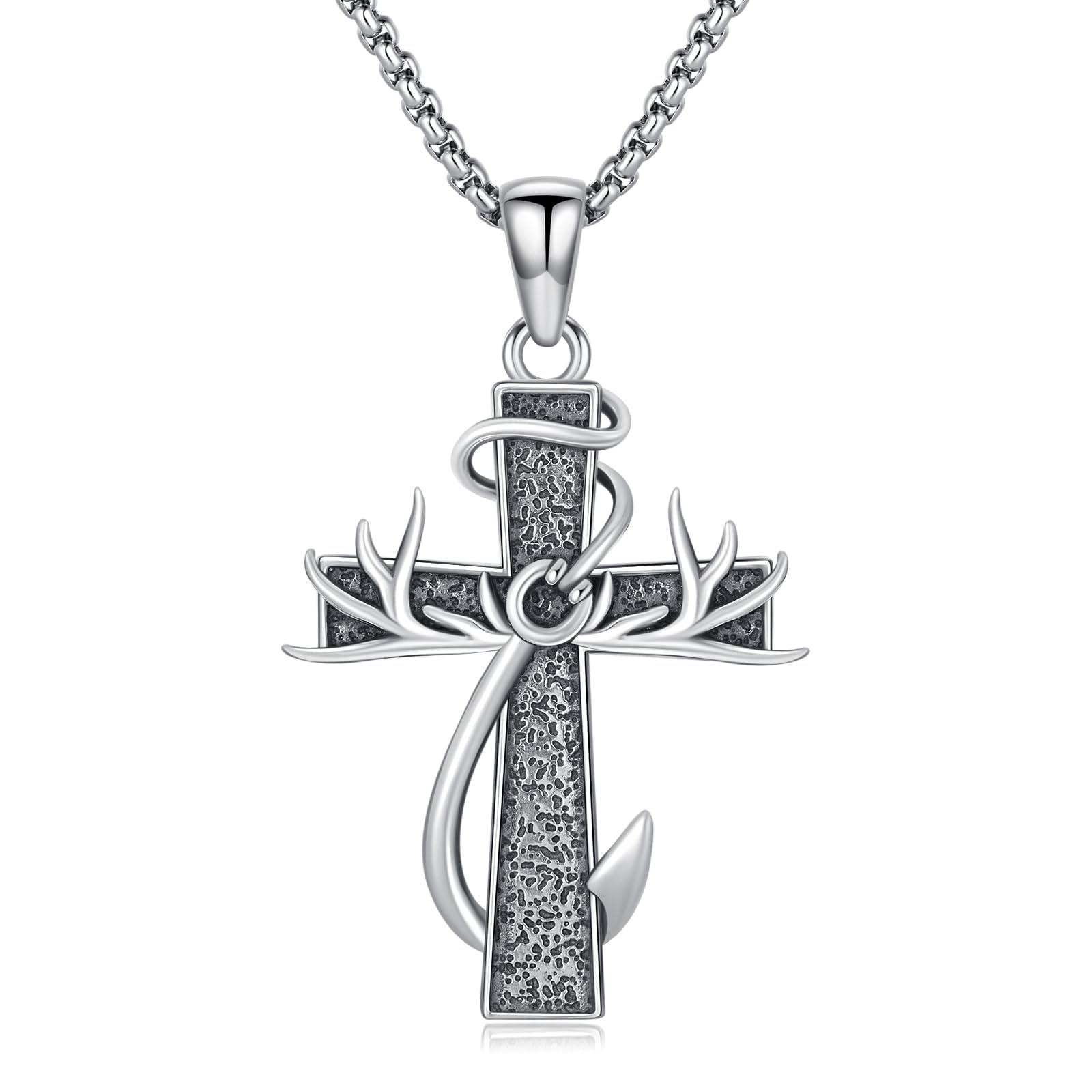 925 Sterling Silver Cross Pendant Necklace for Men Women Amulet Necklace Protection Jewelry Religious Gifts(With Gift Box)
