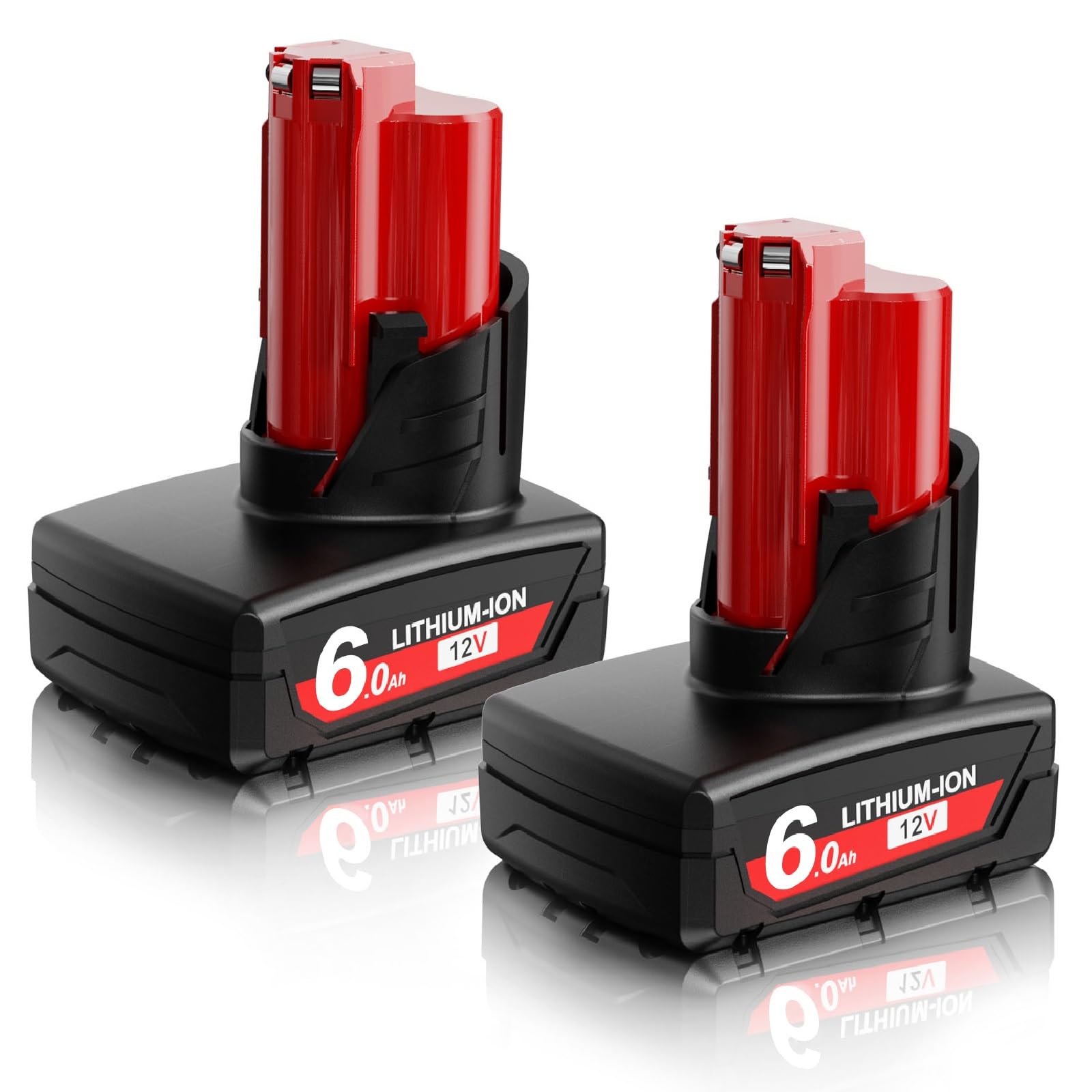 2X 12V 6.0Ah/6000mAh Replacement for Milwaukee M12 Battery XC 48-11-2410 48-11-2420 48-11-2411 48-11-2401 48-11-2402 Cordlees Power Tools