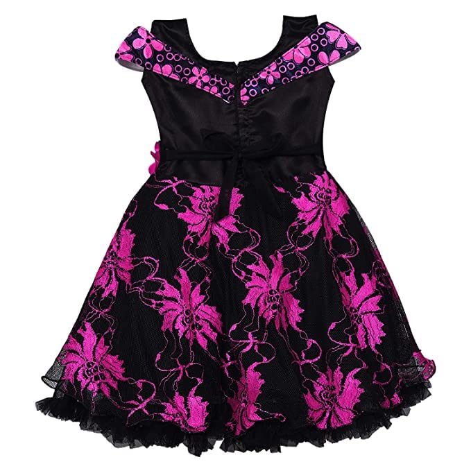 Image of Wish Karo Girl's Knee Length Dress with Jacket (Pink White 3 Years-4 Years)