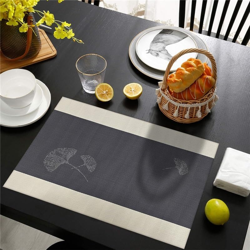 Placemat Woven Western Placemat Light Luxury Decorative Coaster Insulation Pad for Kitchen Dining Room(Gray)