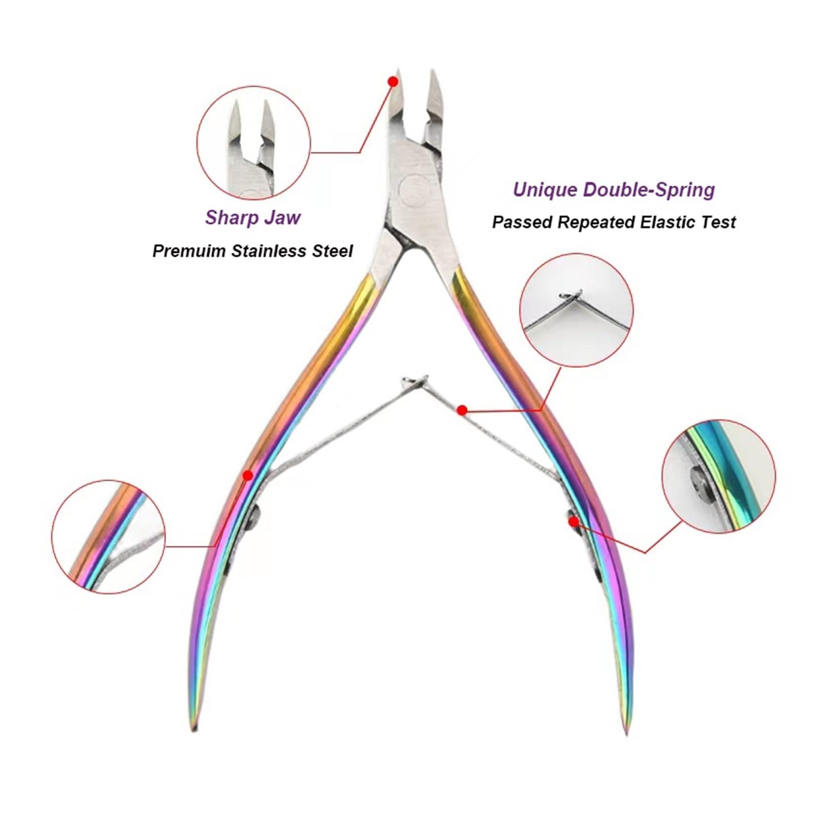 Juego de 3 Tijeras Profesionales de Acero Inoxidable for Cortar uñas, alicates multifunción for Quitar cutículas y manicura.(3 Pcs Silver)