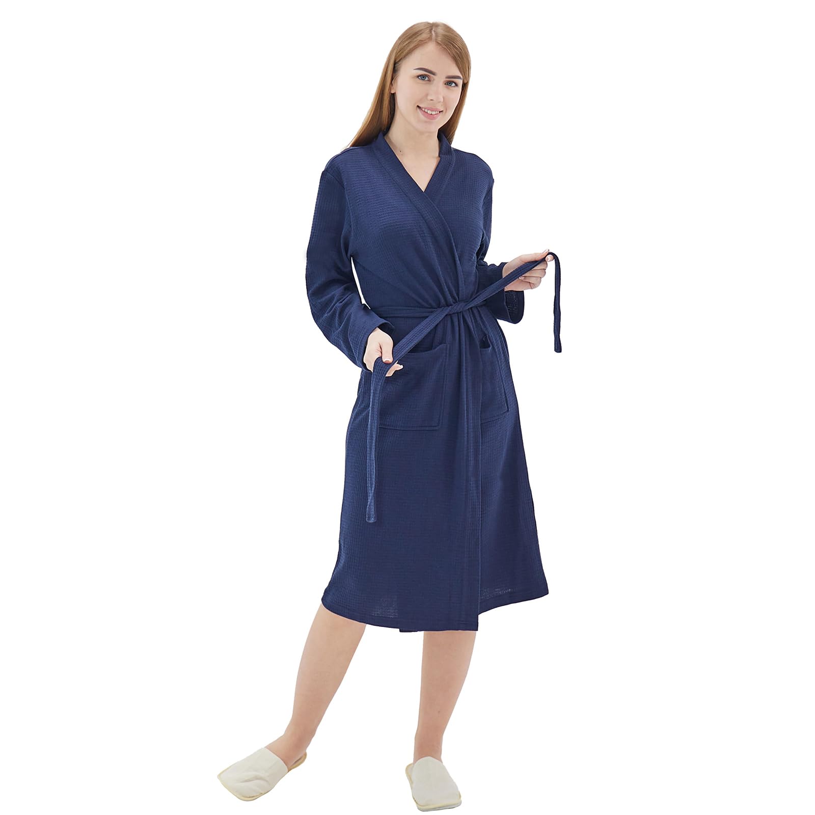 Women Bathrobe Summer cotton Kimono Long Knit Lightweight Soft Knit Sleepwear V-neck Casual Ladies Loungewea robes for women