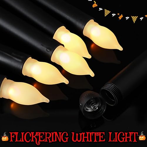 Miniatura 5 de Macarrie 108 velas LED cónicas sin llama, funciona con pilas, luz parpadeante, candelabros eléctricos de mano para decoración del día de San