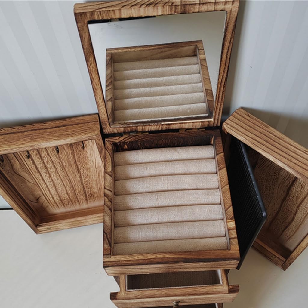 Mehrschichtige Schmuckschatulle mit Fächern, Schmuckhalter für Damen und Mädchen