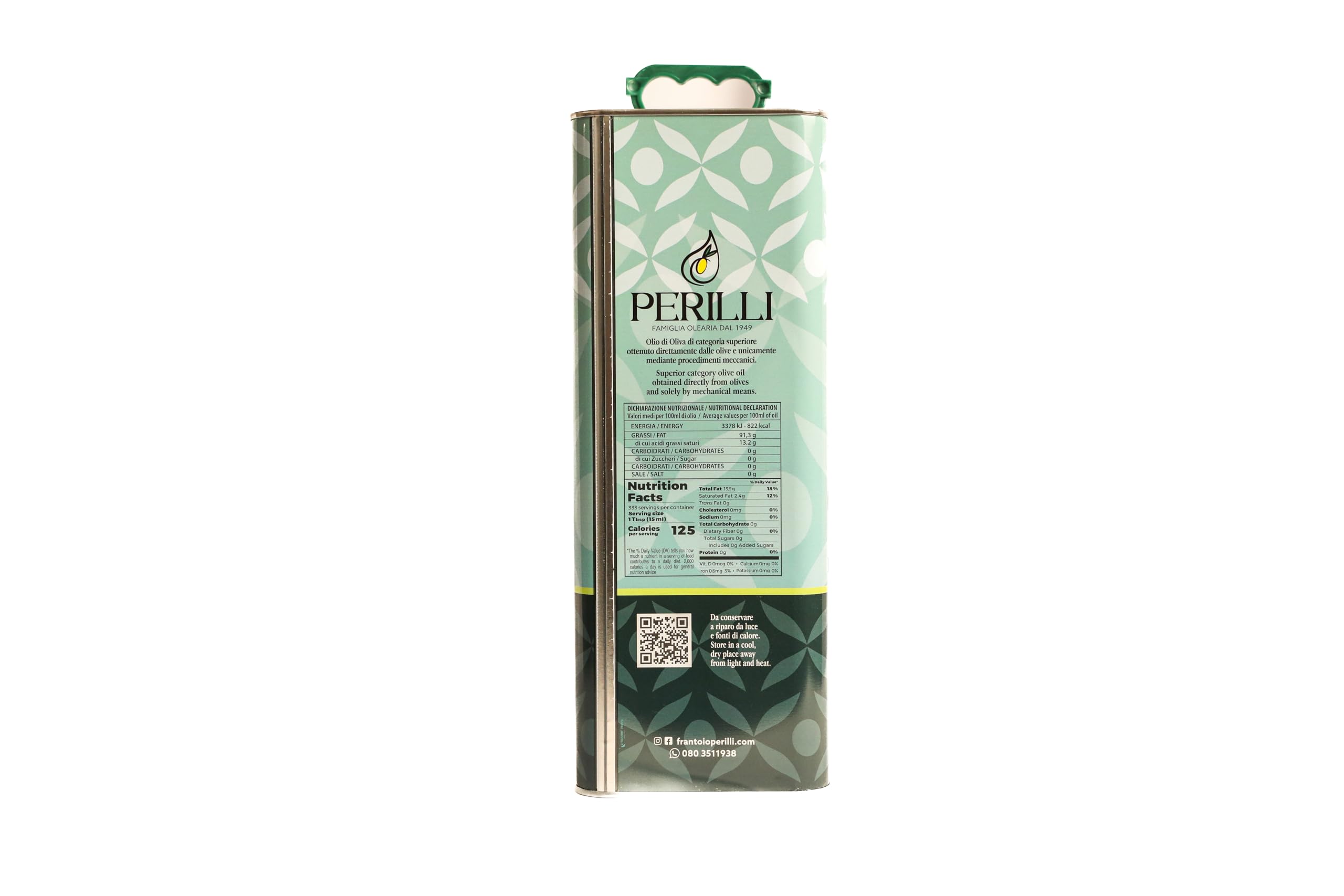FRANTOIO PERILLI Olio Extra Vergine di Oliva Italiano, Cultivar Coratina, Estratto a Freddo, Lattina da 5 Litri