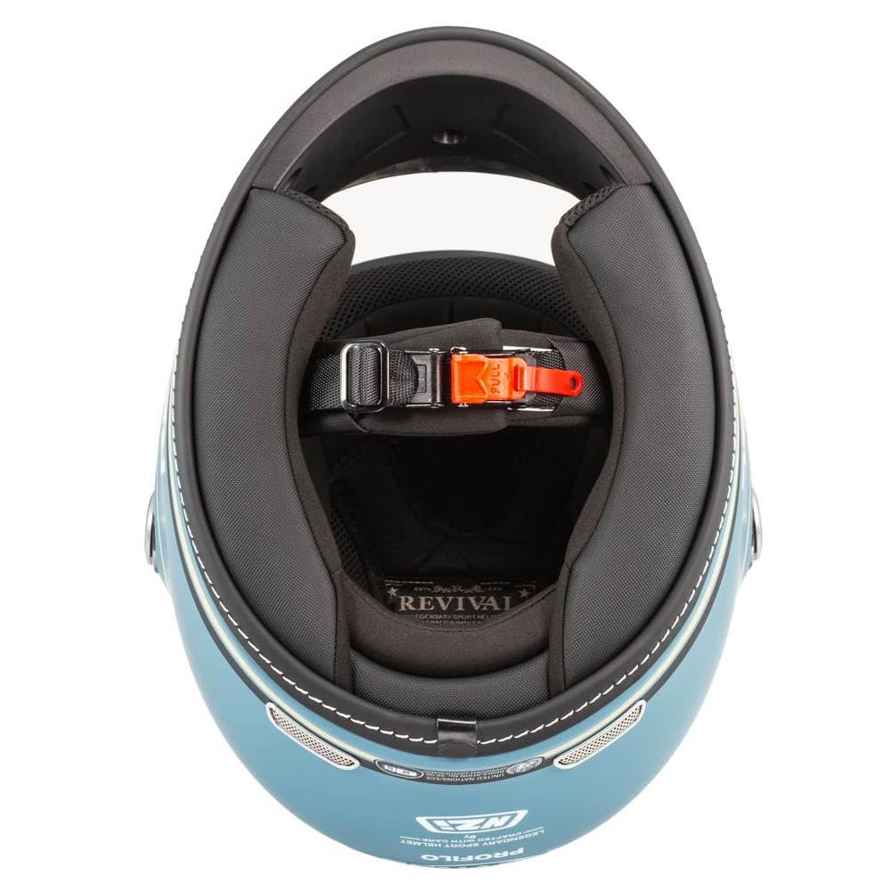 NZI Casco de Moto Integral Vintage Clásico Skyblue | Unisex Hombre y Mujer