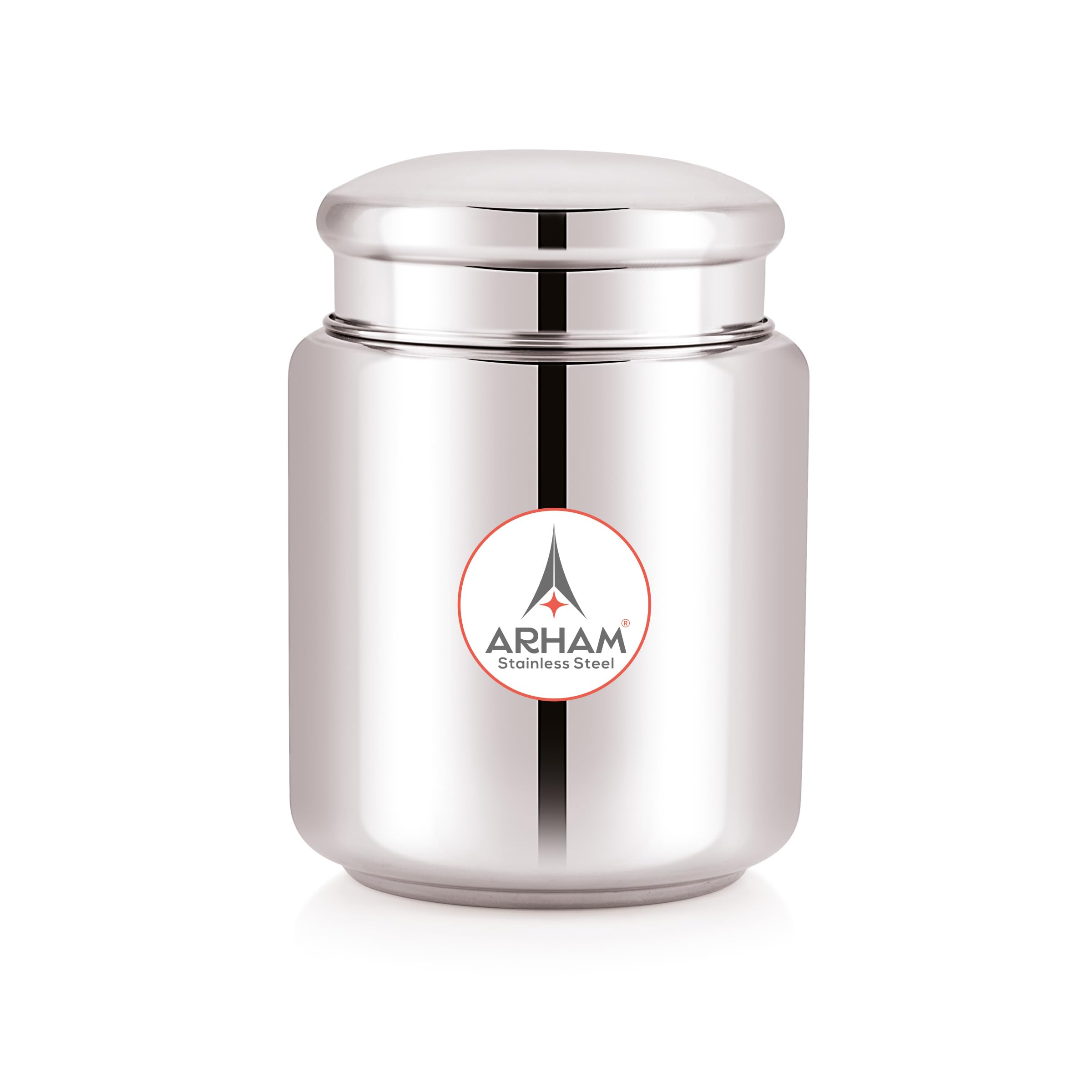 Arham Stainless Steel Pearl Canister with Thread Lock Lid | Food Grade Heavy Gauge Multipurpose Airtight Storage Jar | Container or Dabba for Kitchen, Rust Free, Odour Free (750ml, Pack of 1) (B0BZLM65G7) Amazon Price History, Amazon Price Tracker
