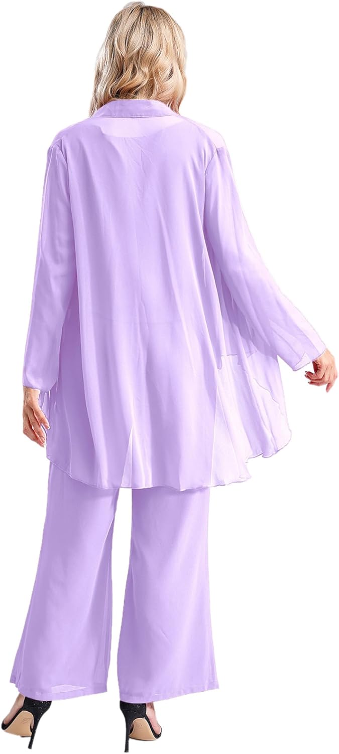 [Jhaoyu] 女性 シフォン ピース セット 母 の 花嫁 パンツスーツ プラスサイズ 結婚式 ゲスト パンツスーツ イブ