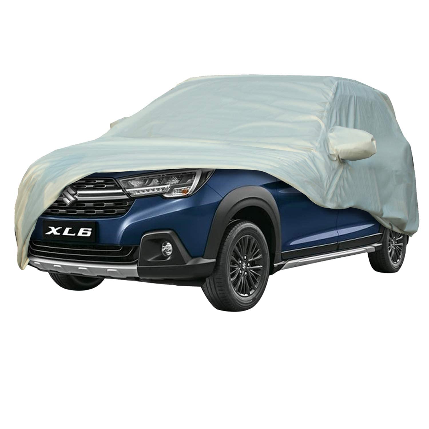 Allextreme MXL67003 Car Body Cover Compatible with Maruti Suzuki XL6 Custom Fit Dustproof UV Heat Resistant Indoor Outdoor Body Protection (Silver with Mirror)