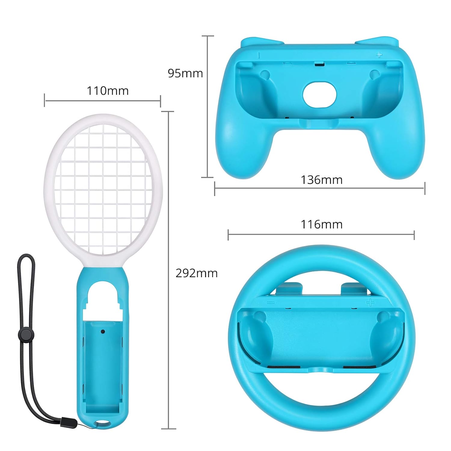 Blасk Frіdау - 60% оƒƒ LiNKFOR 3 in 1 Joy-Con Accessories Bundle for Nintendo Switch | Tennis Racket for Mario Tennis Aces Game |Grips Handle for Nintendo Switch Joy-Con | Steering Wheel Accessories Set for Mario Kart