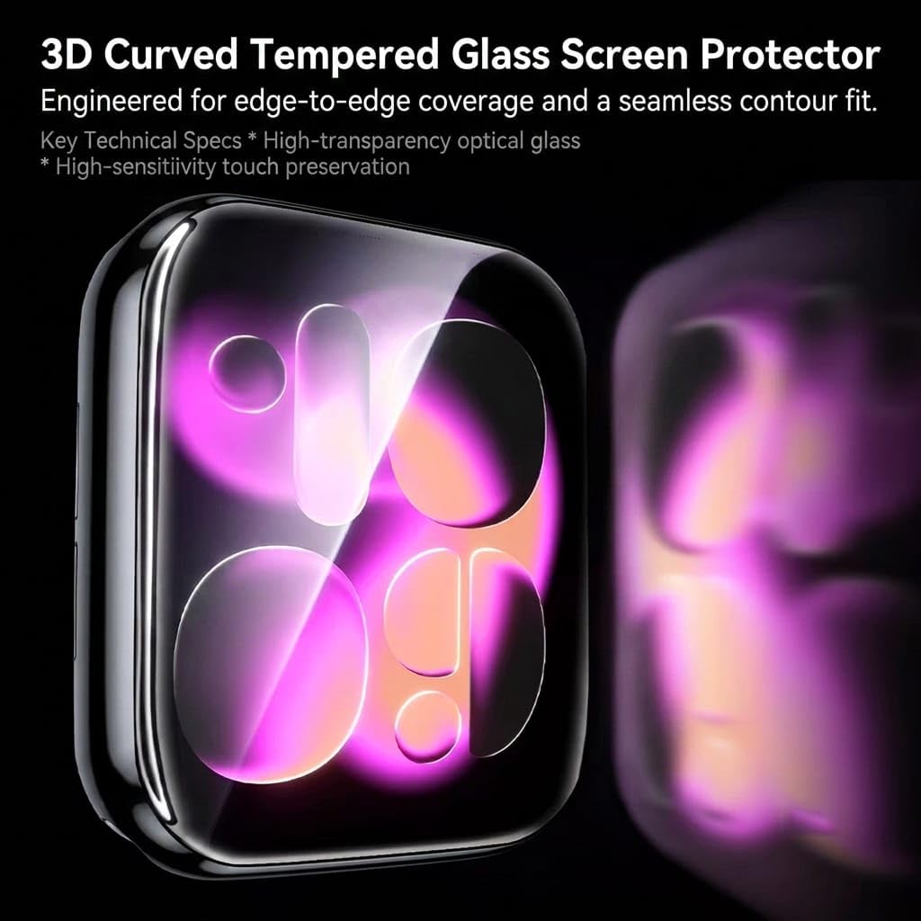 SAHARA – Pellicola salvaschermo in vetro temperato termoformato ZeroDamage 3D per Apple Watch SE 1/2/3, serie 4/5/6 (44 mm), copertura completa, durezza 9H, applicatore senza bolle
