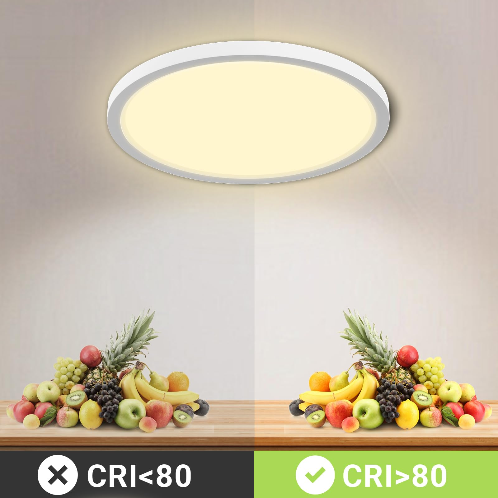 LQWELL® Plafonnier LED, IP44 Lampe de salle de bain étanche ronde plate 36W 3000K 4320LM Lampe simple moderne mince pour salon Chambre Cuisine Balcon Sous-sol Bureau, 400 * 18mm