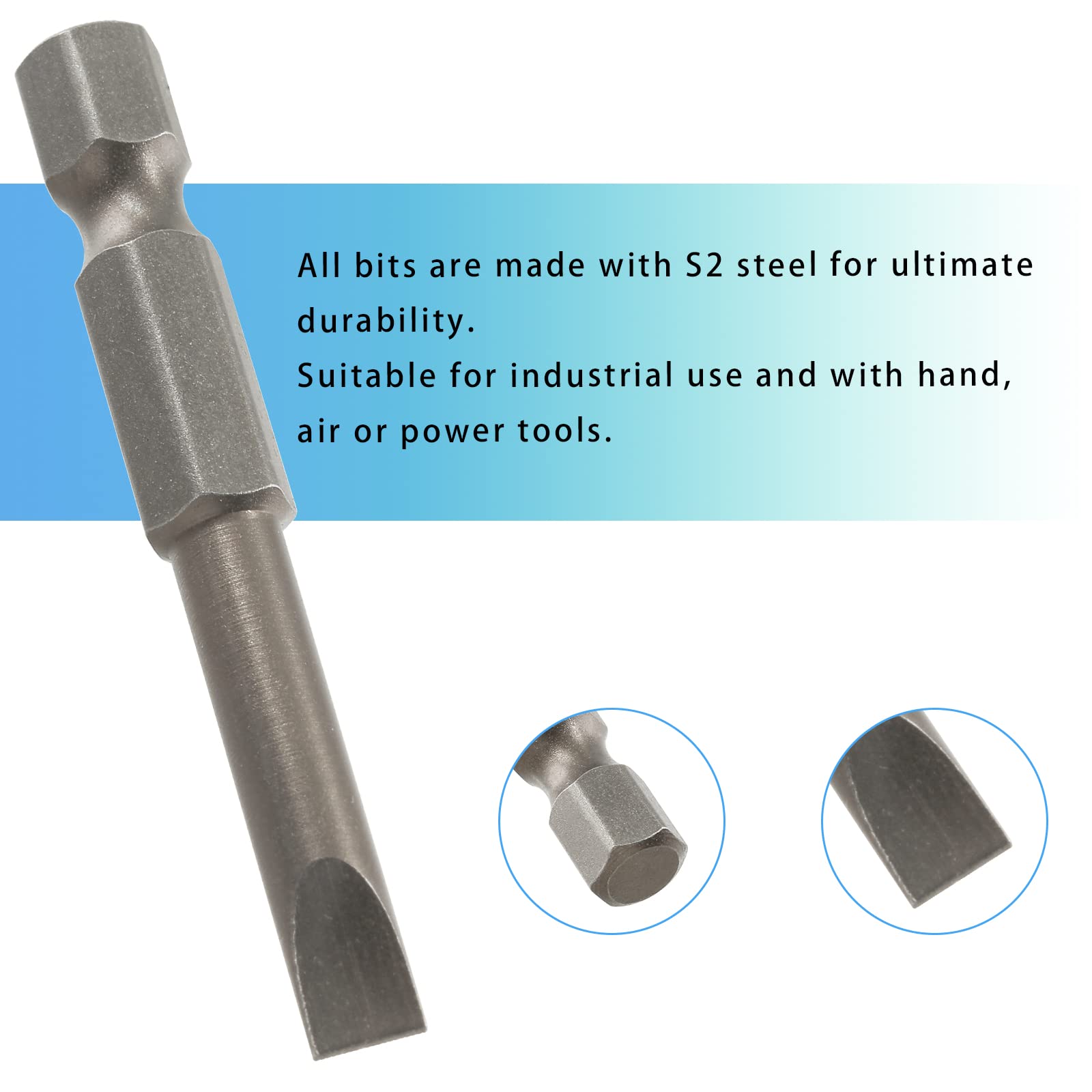 LDEXIN 10 Pcs SL5 Magnetic Slotted Screwdriver Bits S2 Steel Flat