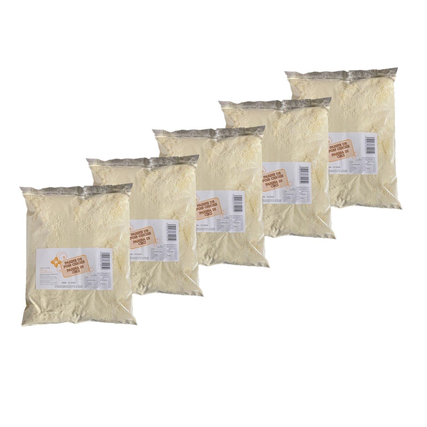 Agidra Lot 5x Farine de pois chiche - Sachet 1kg
