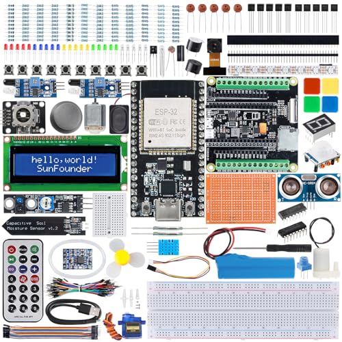 SunFounder ESP32 Ultimate Starter Kit (Compatible with Arduino) ESP32CAM, RoHS Compliant, Python C Scratch, Video Courses, IoT for Beginners Engineers, ESP32 Board & Battery Included