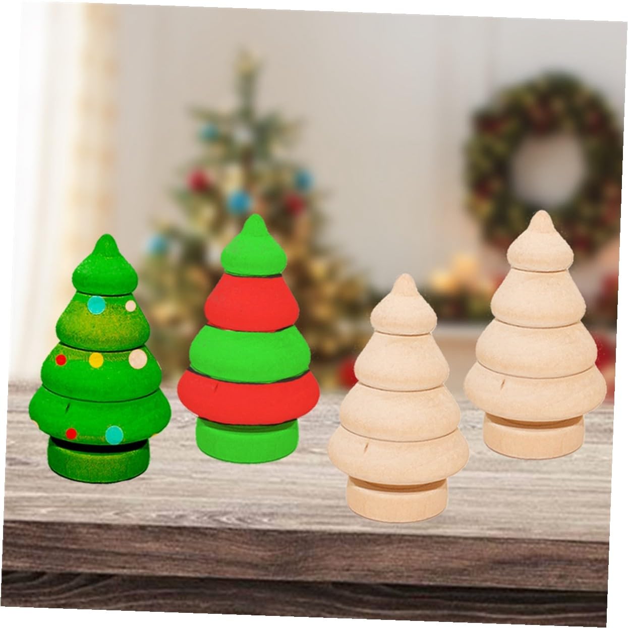 40 Stück Teiliges DIY Holz-puppen Weihnachtsbaumschmuck aus Naturbelassenem Holz zum Bemalen und Basteln Kinderfreundliche Glatte Holzfiguren für Kreative Heimdekoration und