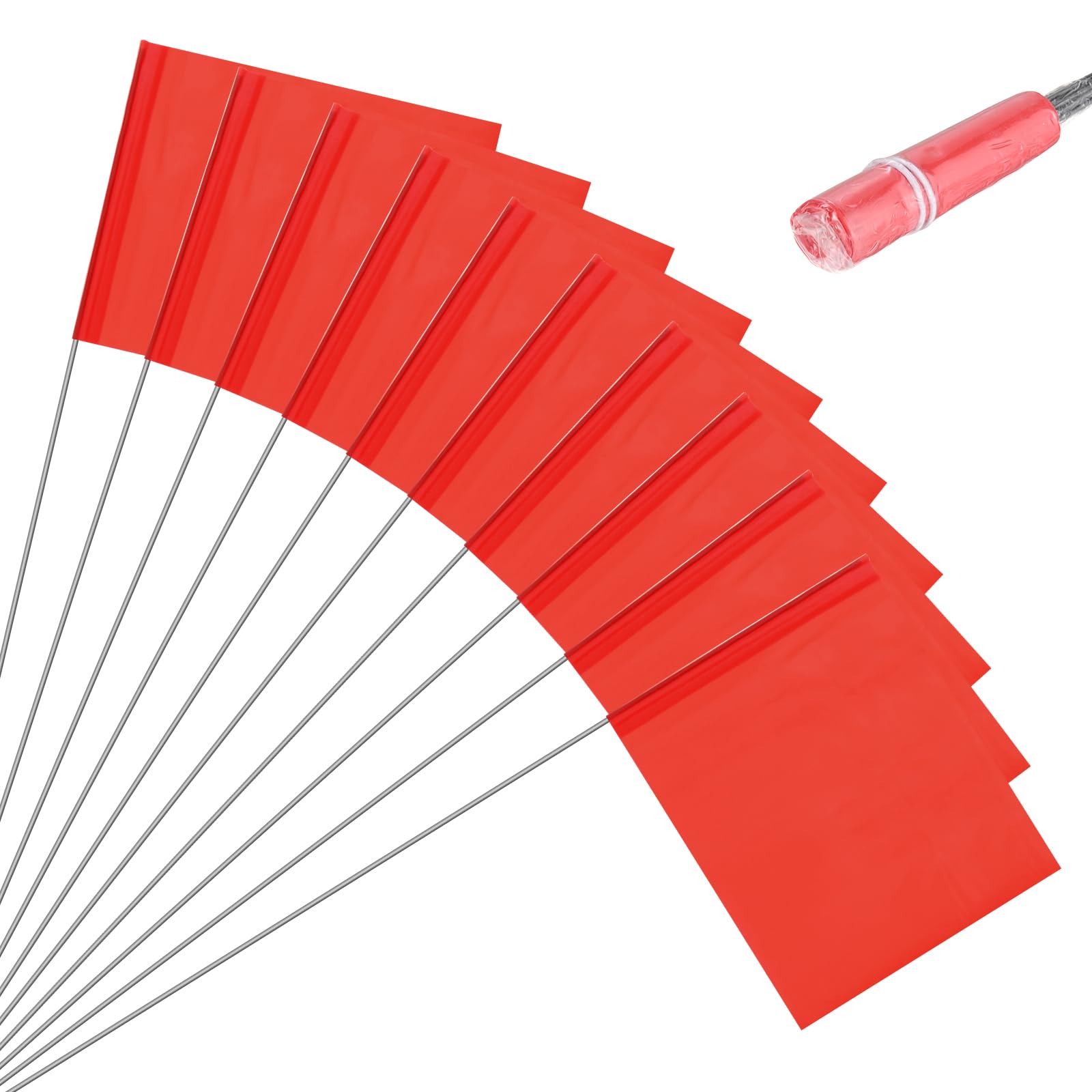 M METERXITY 10-Pack Blank Marking Flags, 15x5.1x4 Inch Waterproof Yard Flags Marking for Lawn/Garden/Irrigation/Landscape/Sprinkler/Survey/Dog Training/DIY [Red]