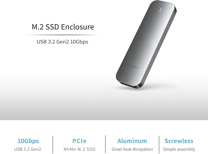 Caja externa Mediasonic para SSD M.2 PCIe NVMe USB 3.2 Gen 2 miniatura 2