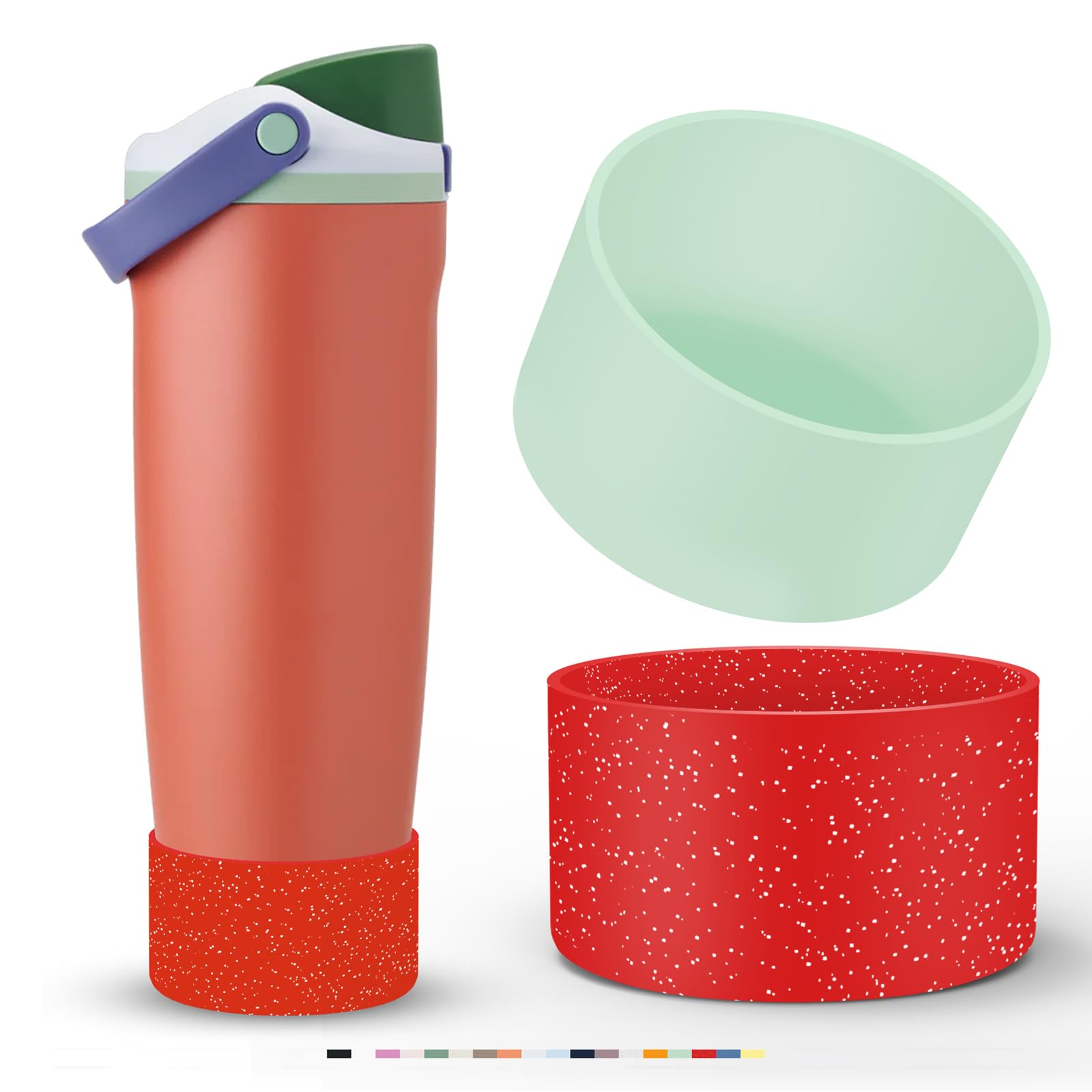 2PCS Silicone Boot for Owala Water Bottle 30oz&40oz FreeSip Sway & Tumblers, Non-Slip, Scratch-resistant, Protective Sleeve for Stainless Steel Water Bottle Accessories BPA-Free Bottom Base(MCG+SHIRD)