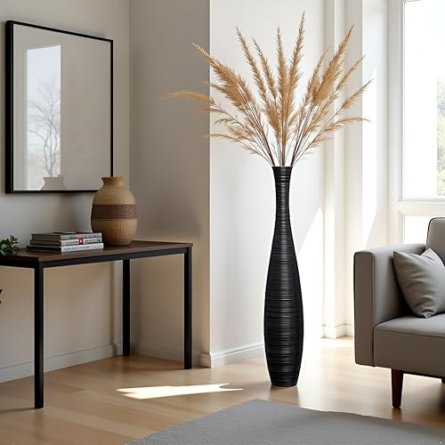 Miniatura 8 de Jarrón alto para piso, jarrones grandes para decoración rústica del hogar, casa de campo moderna, resistente, lujoso, texturizado, recipiente para