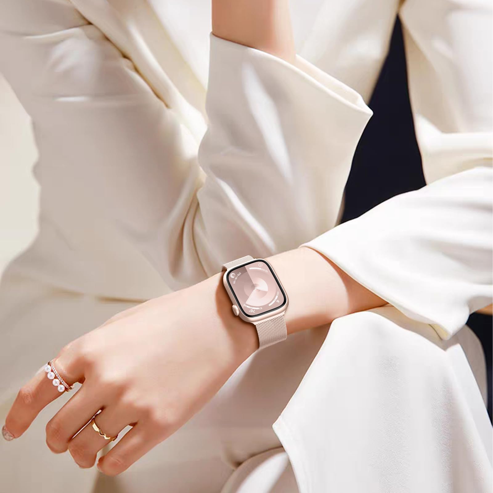 Pasek kompatybilny z paskiem Apple Watch 40 mm 38 mm 41 mm 42 mm 44 mm 45 mm 46 mm 49 mm mężczyźni kobiety ulepszona klamra magnetyczna Milano paski do zegarków iWatch SE Series 11, 10, 9, 8, 7, 6, 5