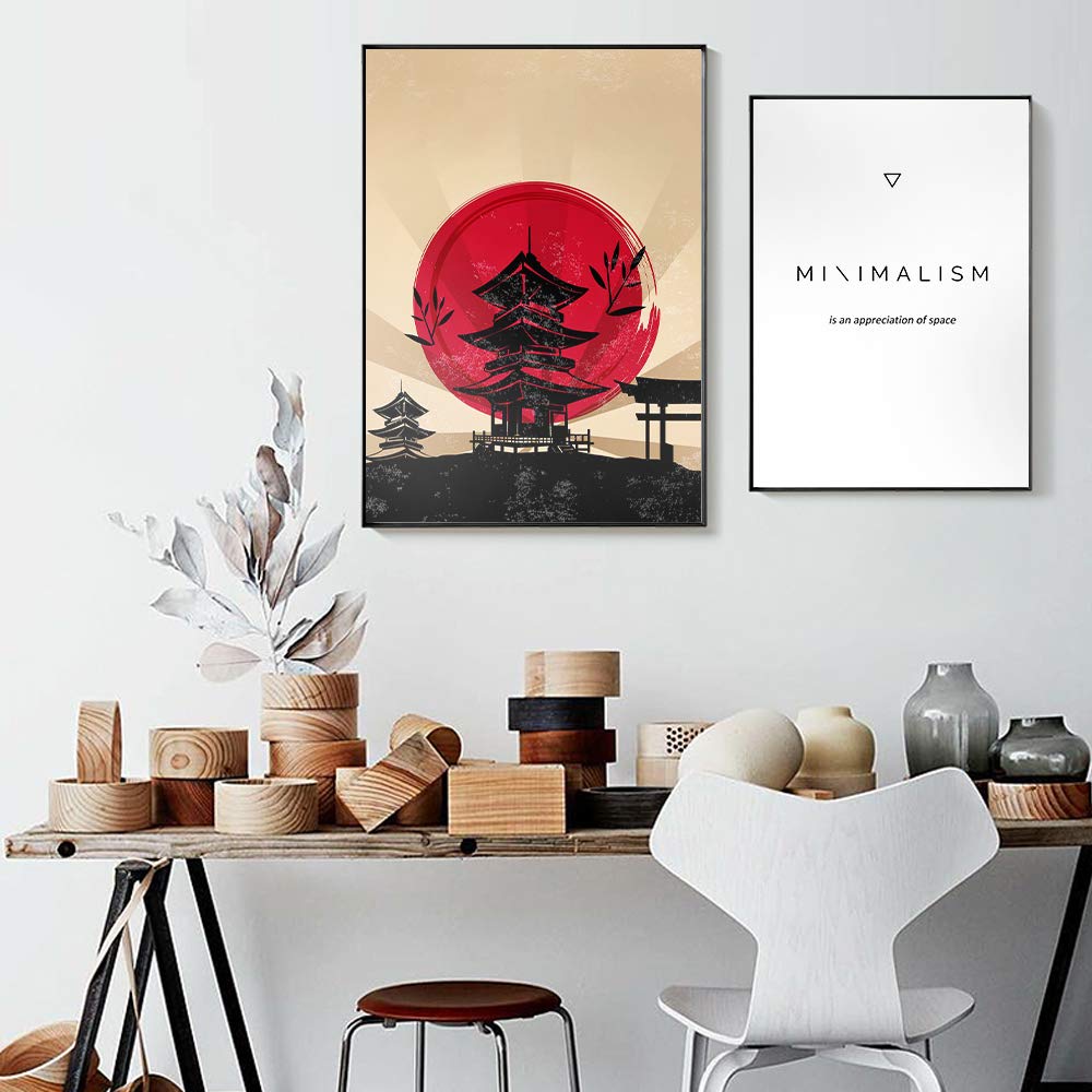 Japanse Stijl Poster Natuurlijke Landschap Art Print Oude Boom Warm Geel Canvas Schilderij Muur Foto Living Home Decor 70x100cm (28x39in) x3 Frameloos