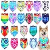 Weewooday 20 Pcs Tie Dye Dog Bandanas Bulk Washable Triangle Bibs Scarf Kerchief Puppy Neckerchief for Summer Small Medium Large Dogs Girl and Boy CostumeTie DyeL Size
