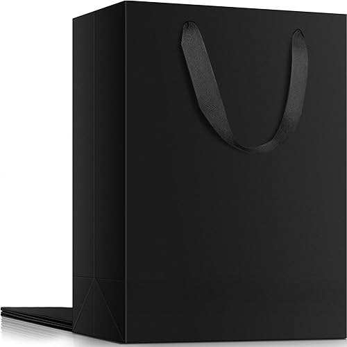 EUSOAR Bolsas de papel de estraza medianas de 7.8 x 3.9 x 11 pulgadas con asas, bolsas resistentes para bodas, comestibles, boutique, venta al por