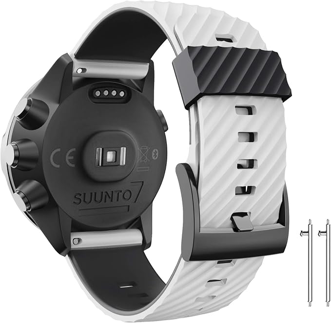 ANBEST Cinturino di ricambio compatibile con Suunto 7/Suunto 9, cinturino  in silicone da 24 mm, per Suunto 9 baro/Spartan Sport/D5 Smart Watch,  bianco/nero : Amazon.it: Elettronica