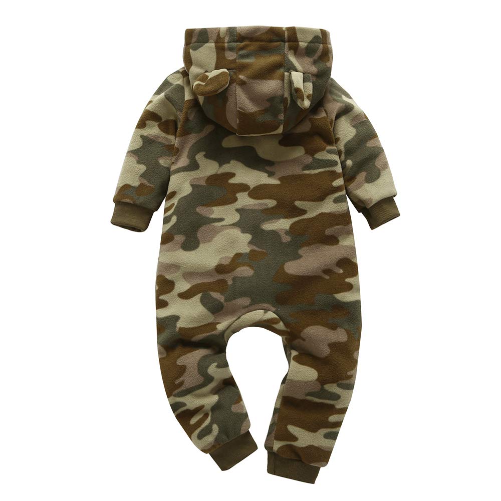 Rngeddg Toddler Baby Boys Girls Camouflage Bodysuit Hooded Pocket Long Sleeve Rompers Fleece Newborn Zipper Jumpsuit (Camouflage,6-9 Months,Unisex,Big Kid,US,Age,6 Months,9 Months)