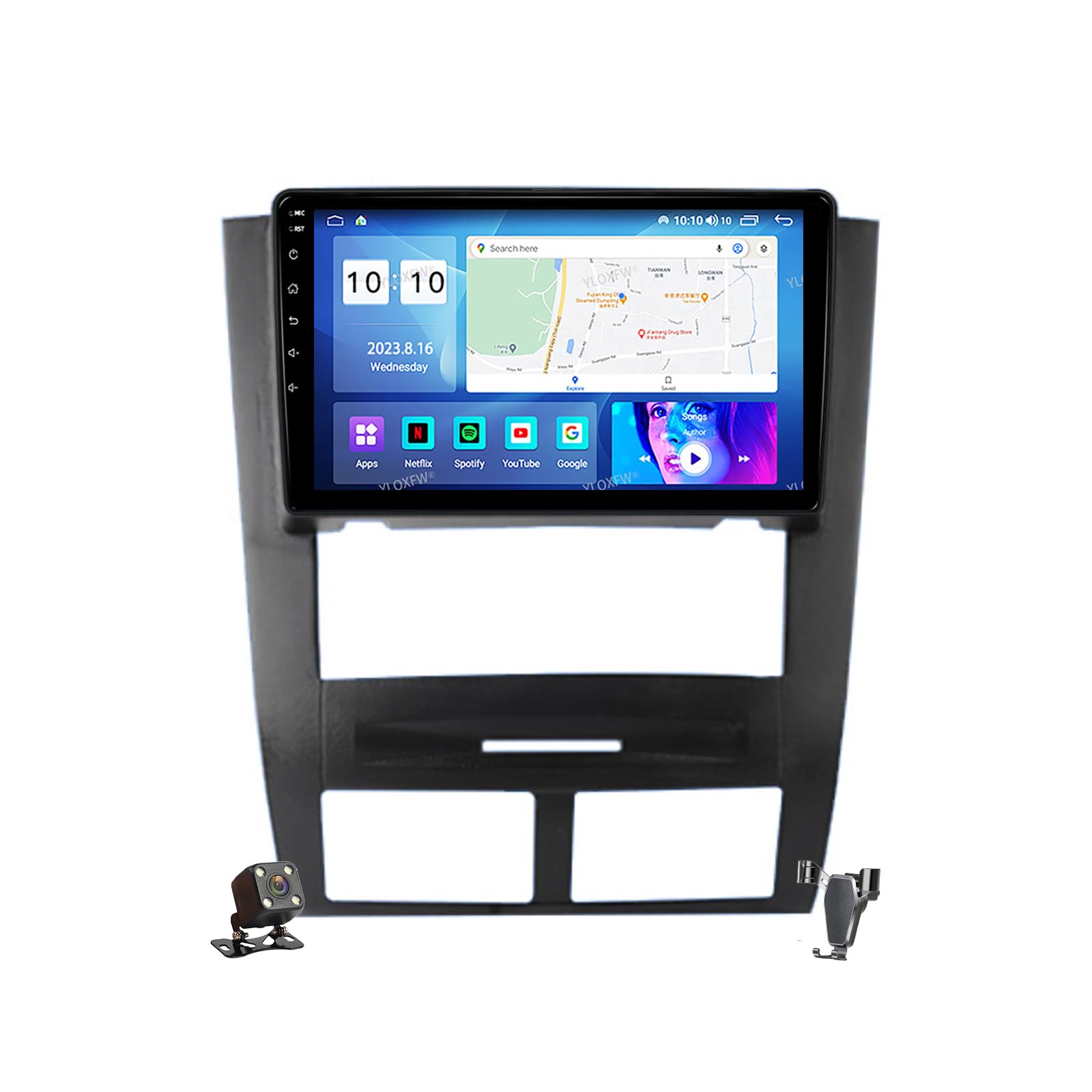 Android 12.0 Radio 2 Din Estéreo con 4G WiFi DSP Carplay para SsangYong Rexton 2002-2006 GPS Sat Navi 9'' Pantalla Táctil Multimedia Vídeo Reproductor BT FM Receptor,M100s