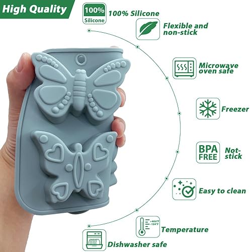 Miniatura 3 de Paquete de 2 moldes de silicona de mariposa 3D con temática de mariposas para hornear, herramienta de hornear para pastel de chocolate, postre,
