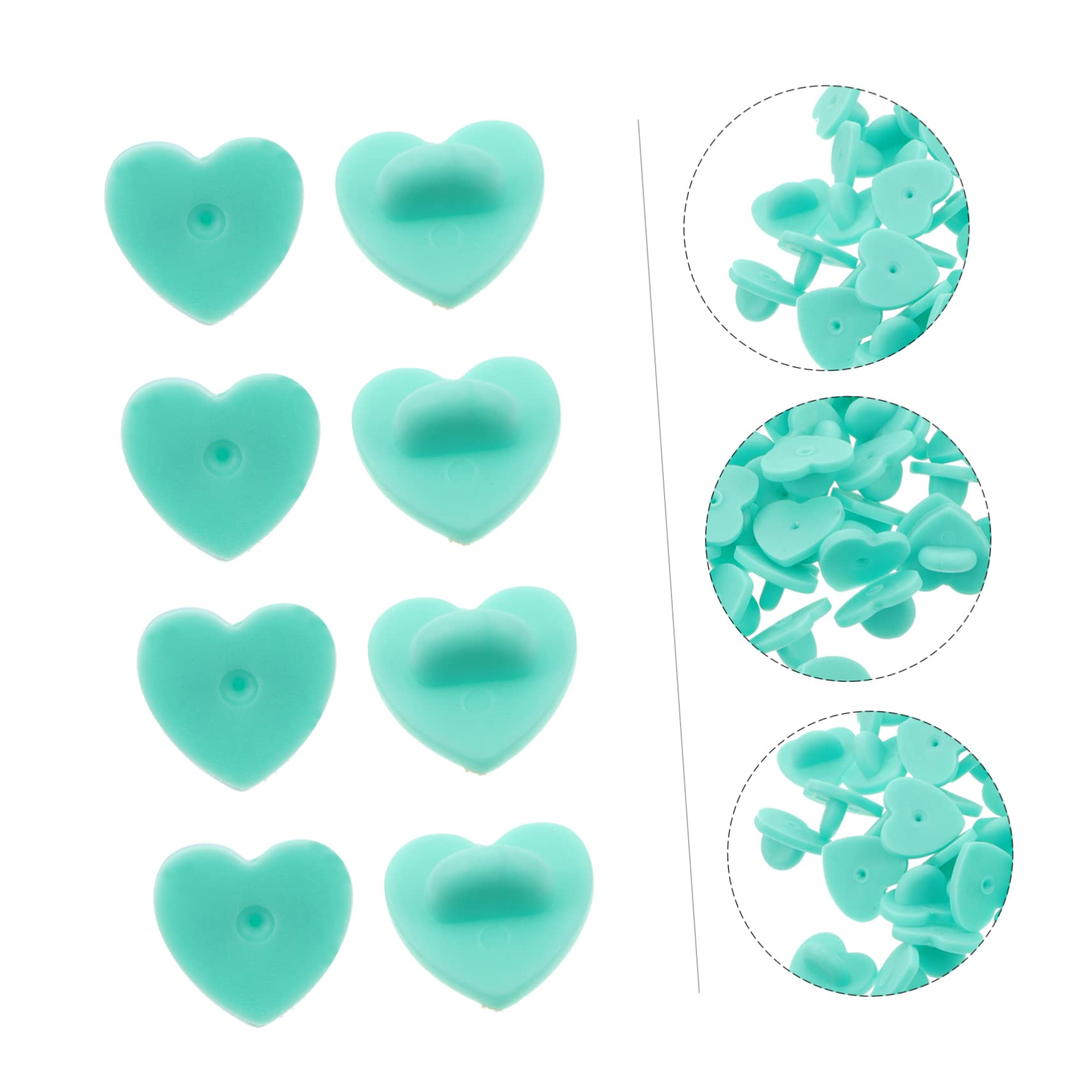 Gadpiparty 100Pcs Heart Shape Rubber Pin Backs Brooch Keepers for Lapel Pins Badges Tie Tacks and Jewelry Making Easy to Use Secure Clasp for Display and Collection