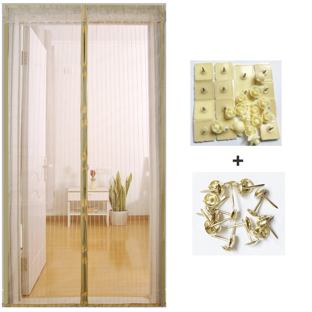 Magnetic screen door mosquito-free summer, Full frame velcro home bedroom heavy duty mesh screen cloth screen door mesh snap shut automatically-C 70x200cm(28x79inch)