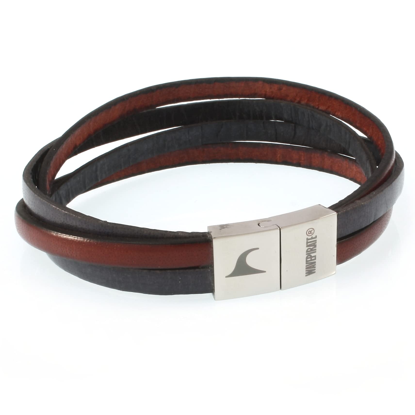 Echt Leder-Armband Twist Bordeaux Grau Herren Männer