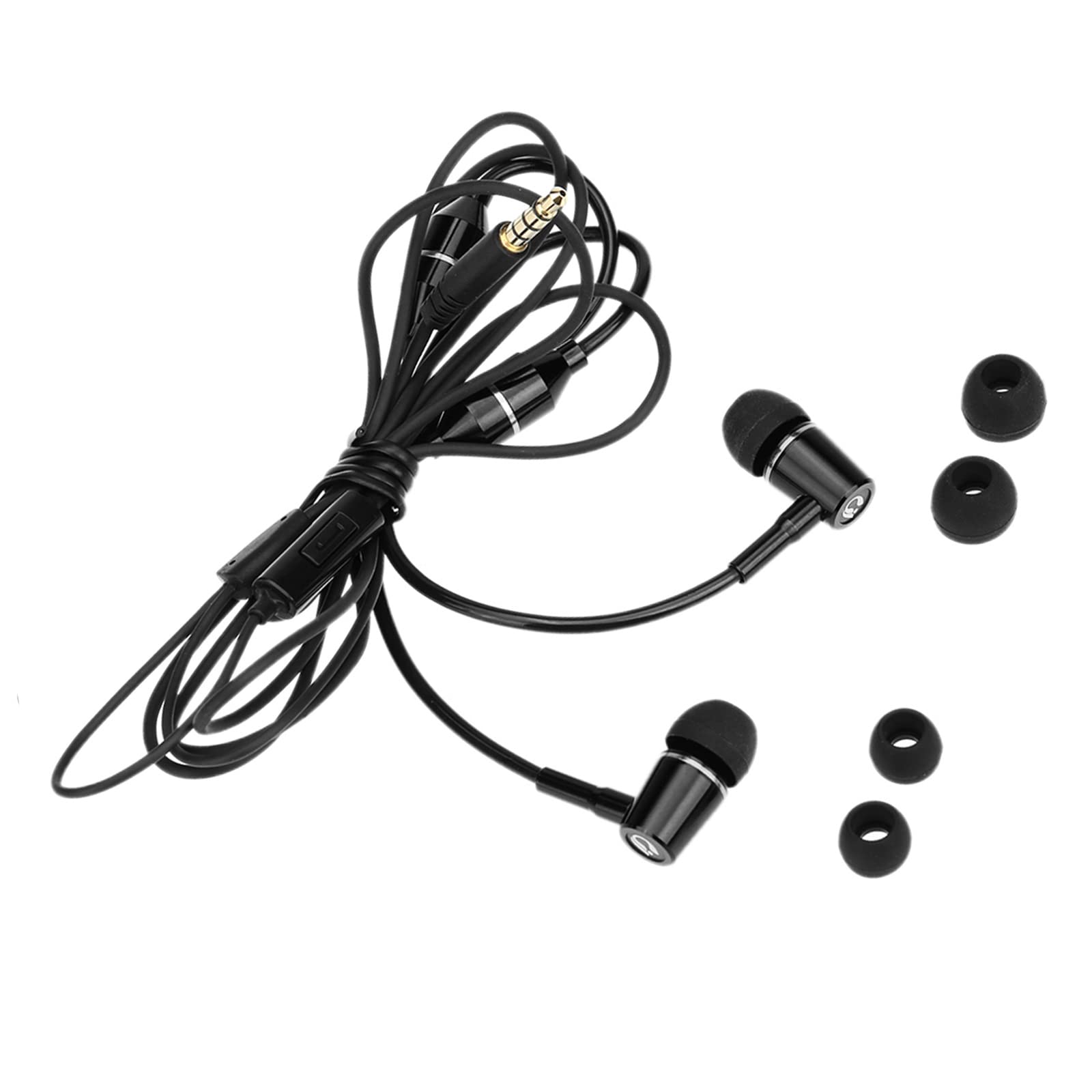 FC12 Casque de Musique Stéréo Tube d'air 3,5 Mm Anti-Rayonnement Écouteurs Intra-Auriculaires sans Rayonnement Réduction du Bruit Contrôle de Ligne avec Micro Noir pour
