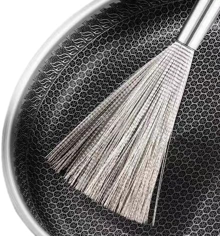 ステンレス製ポットブラシ、厚みのあるロングハンドル、くっつかないスチールワイヤーブラシ、クリーンな脱脂ブラシ、ブラシポットアーティフ
