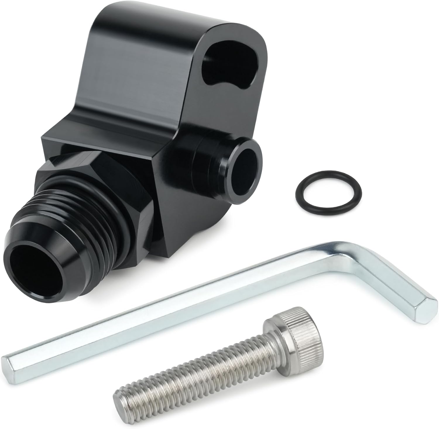 1JZ 2JZ Power Steering Pump Suction Port Swivel Offset Fitting 10AN Male Adapter 1JZ/2JZ Hose Relocation Aluminum Black