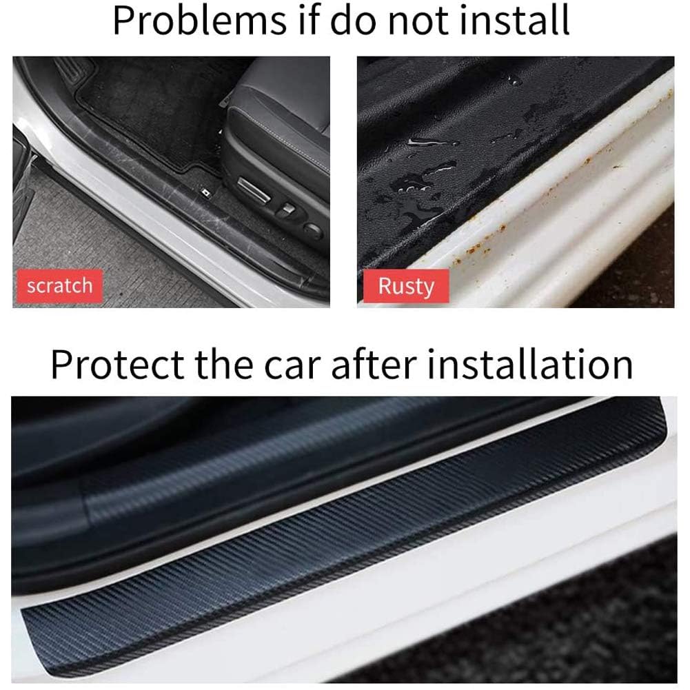 Protections Seuils De Porte Renault Megane - 4 Pièces Carbone - Anti-Rayures Et Décoratives - Adhésif 3M