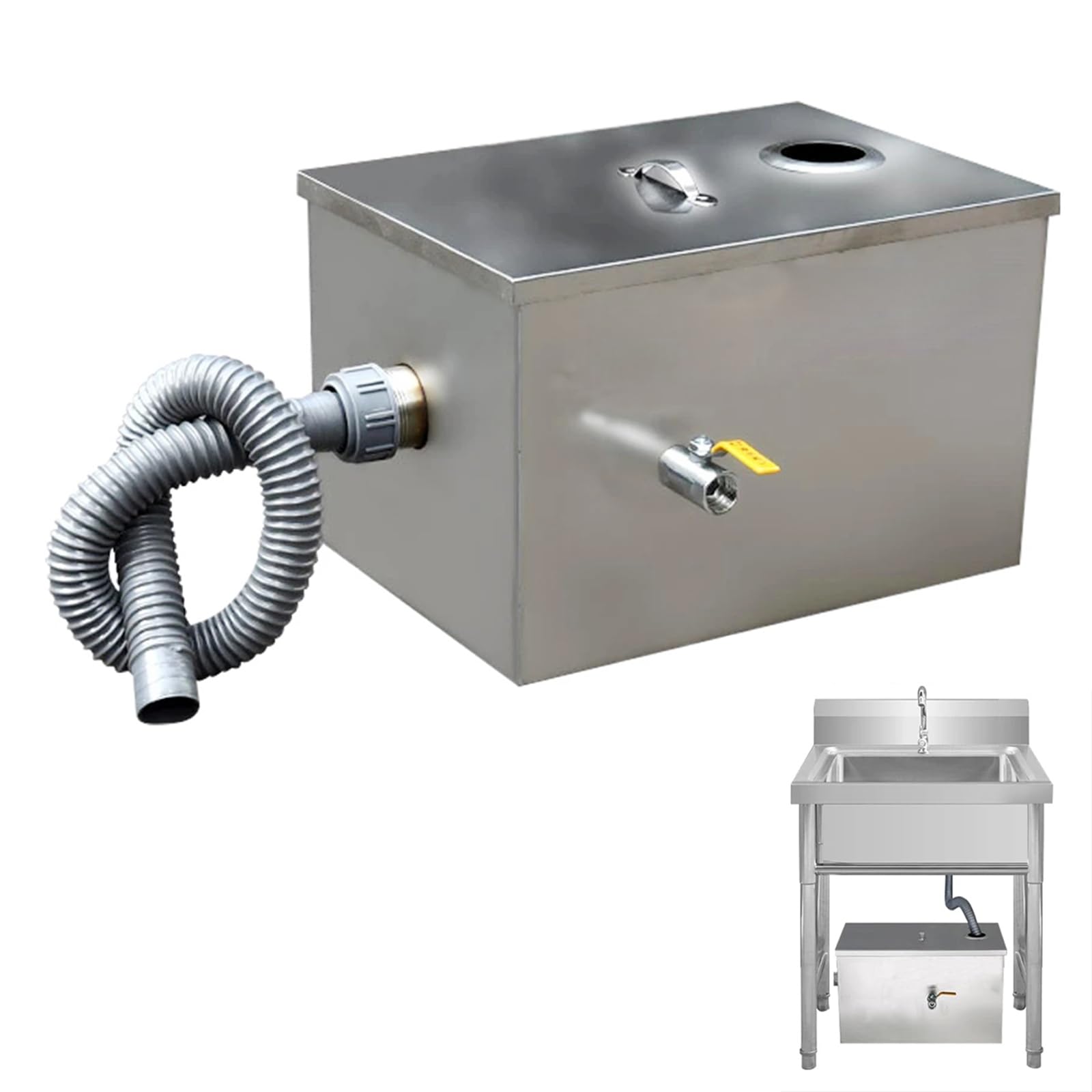 Séparateur De Graisse Inox 18-20L - Intercepteur Huile-Eau Avec Déflecteurs Amovibles Pour Cuisine