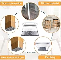 Vista 5 de 32 piezas de protectores de suelo para patas de silla rectangulares para madera dura - Almohadillas de silicona y fieltro para muebles, cubiertas