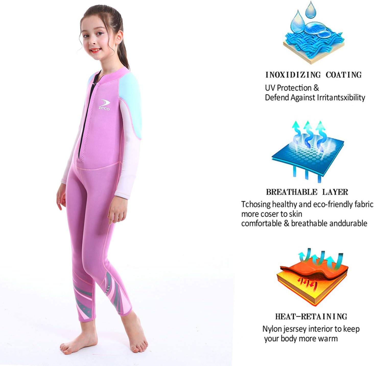 ZCCO Kids Wetsuit,2.5mm Neoprene Diving Suit for Teens,Full Body Swimsuit for Boys and Girls,Long Sleeve One Piece Wet Suit Perfect for Swimming, Surfing, and Water Sports - Image 6