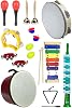 Midex Knitting Tools Set Median Package-2 Maracas Ring Castanet Triangle Rhythm Xylophone Drum Tef (11 Pieces)