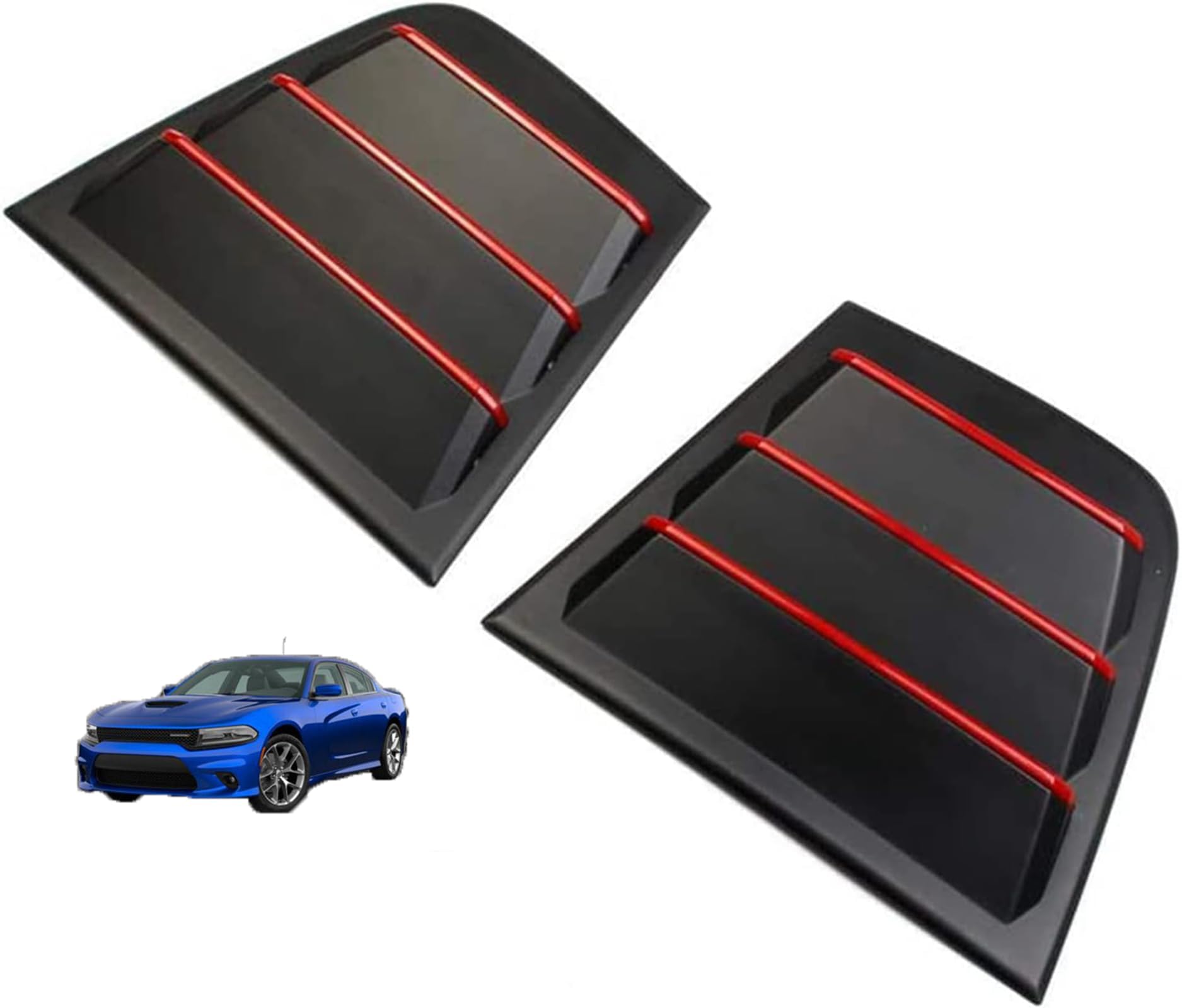 THE WHITE SHOP 2PCS Rear Side Window Louver Decorate Cover Rear Air Vent Window Louvers Blinds Covers Auto Accessories